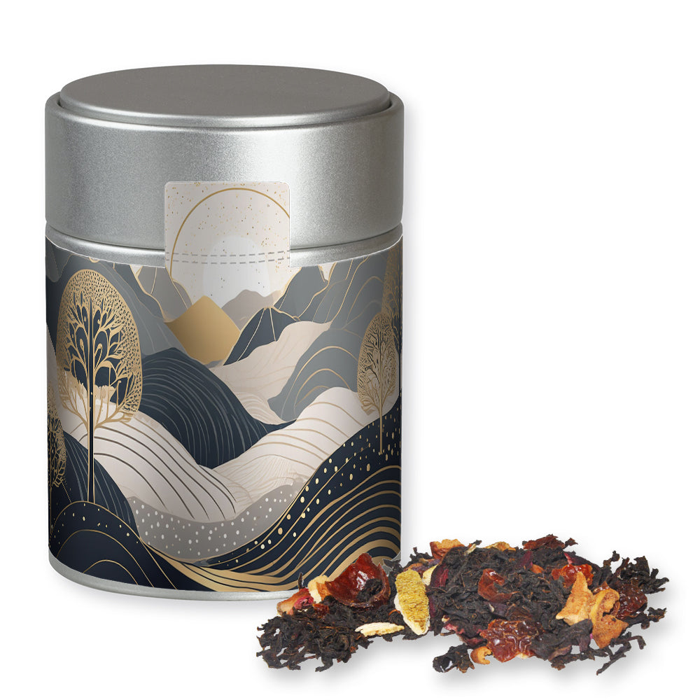 Bio Weihnachtstee in der Metalldose Midi silber – Bio Weihnachts Schwarztee, ca. 60 g