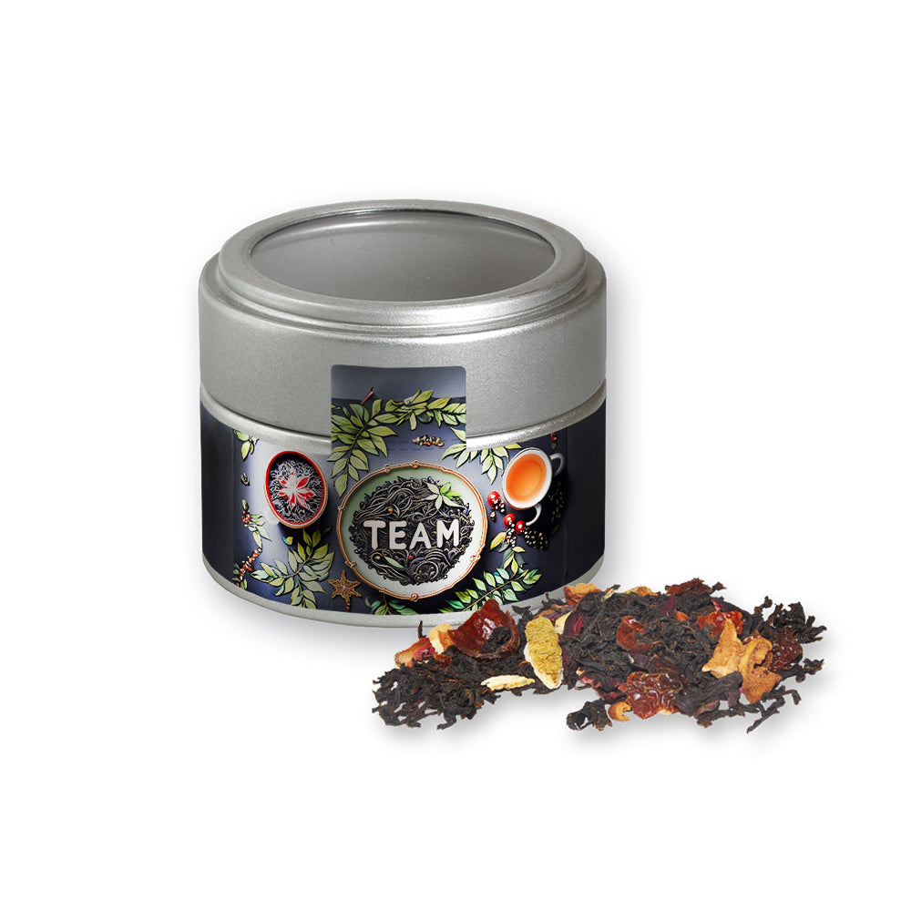 Bio Weihnachtstee in der silbernen Metalldose Mini – Bio Weihnachts Schwarztee, ca. 30 g