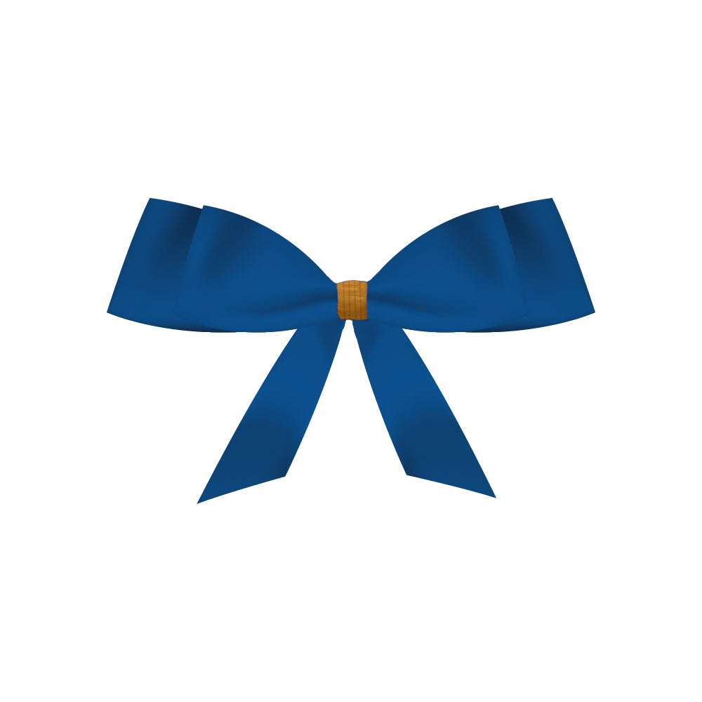 Blaue Geschenkschleife mit goldenem Clip