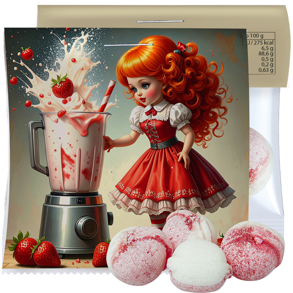 Bonbon und Nuss Mix in der Midi Tüte mit Werbereiter – Erdbeer Joghurt Bonbons, ca. 17 g