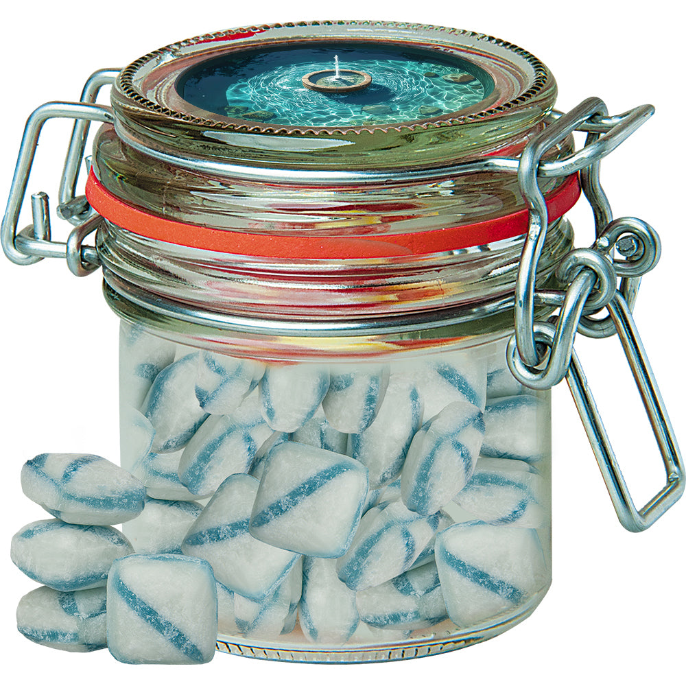 Bonbons im kleinen Glas mit Etikett – Frische Brise Bonbons, ca. 60 g
