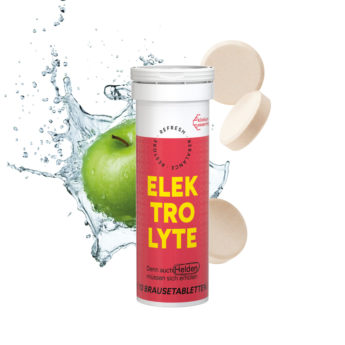 Brausetabletten Elektrolyte 43 g Röhrchen mit Etikett rundum
