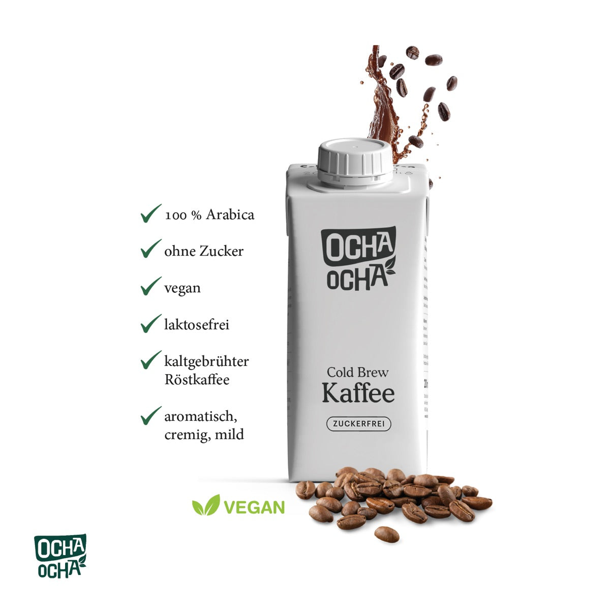 Werbekartonage geöffnet mit einer Dose OCHA OCHA Cold Brew