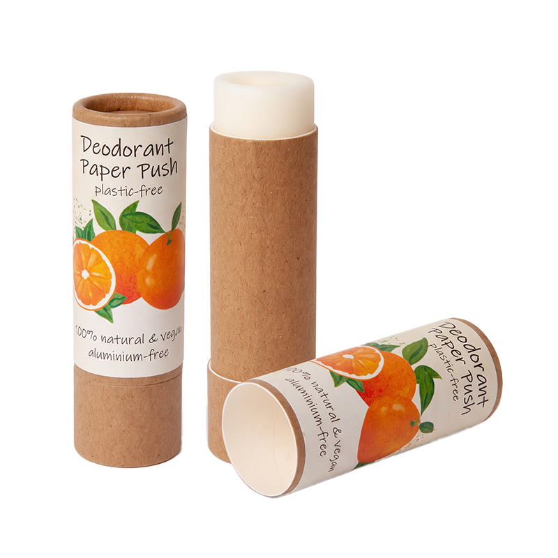 Deostick mit Orangenöl in der Kartonhülse