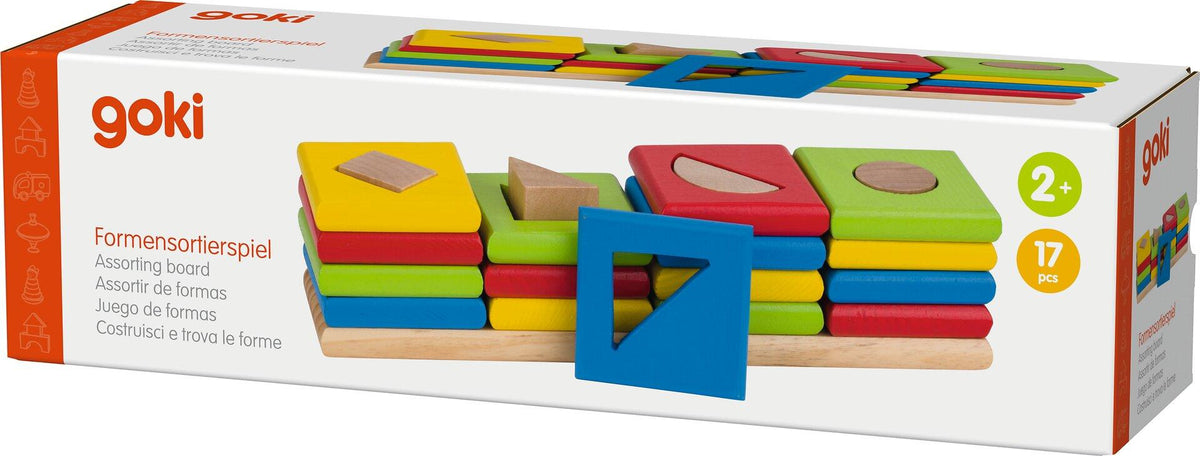 Die 4 Türme Sortierspiel mit Formen und Farben aus Holz – Verpackung
