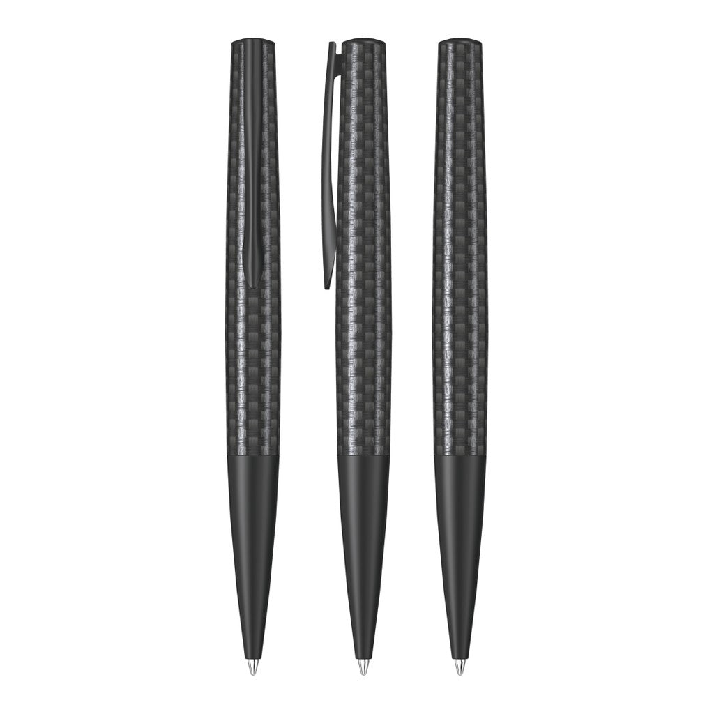 Drehkugelschreiber aus Metall mit Carbonfaser Optik – Schwarz matt