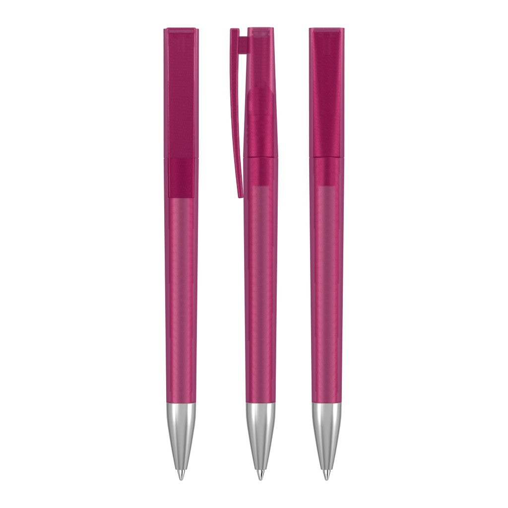 Drehkugelschreiber frozen mit gerippter Griffzone – Magenta