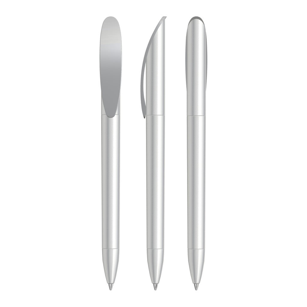 Drehkugelschreiber in Silber mit Bogenclip