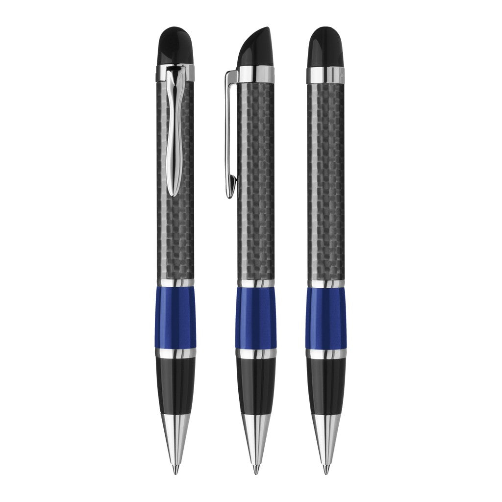 Drehkugelschreiber mit Carbonoptik und Griffzone