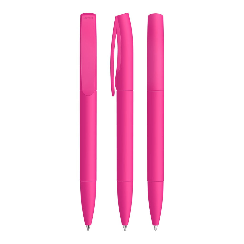 Drehkugelschreiber mit gummierter Oberfläche – Magenta