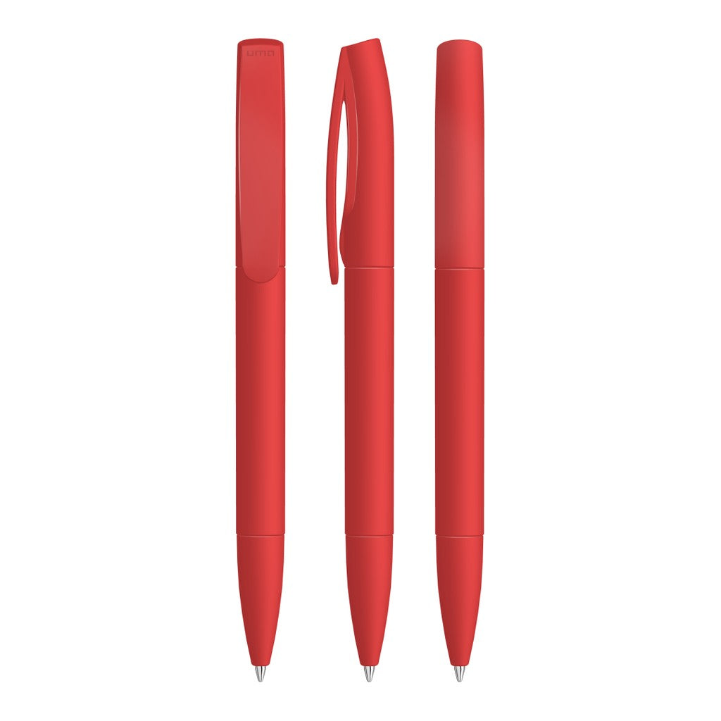 Drehkugelschreiber mit gummierter Oberfläche – Rot