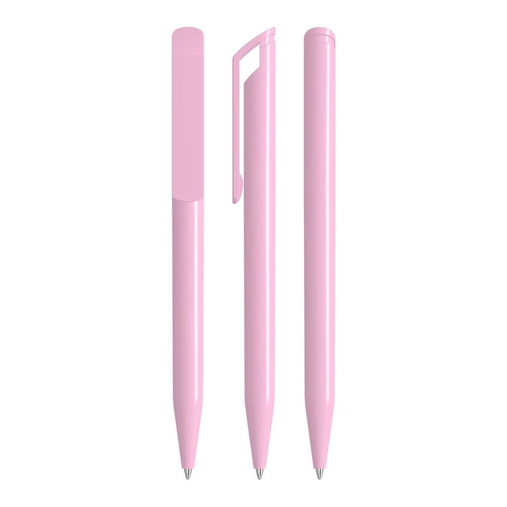 Drehkugelschreiber mit Lochclip und glänzendem Gehäuse – Rosa
