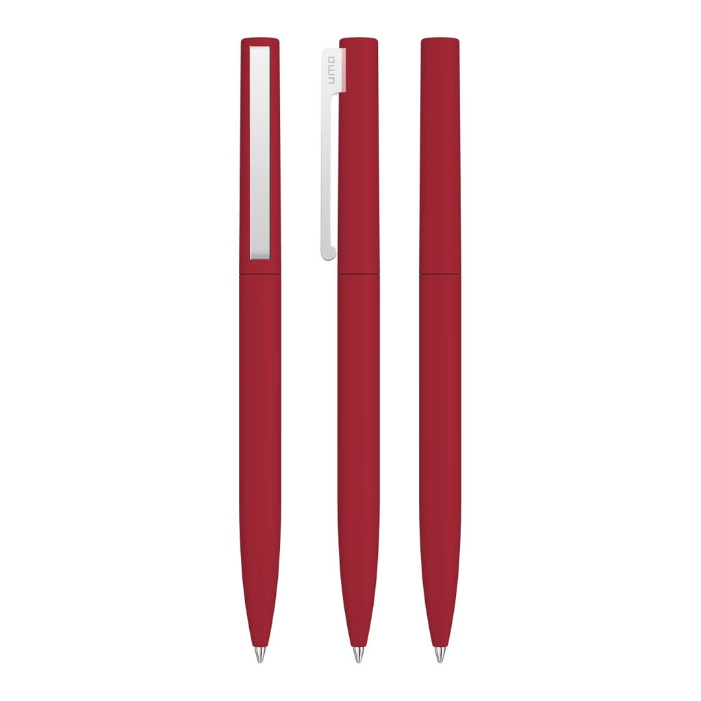 Drehkugelschreiber mit Soft Touch Griff und Federclip – Rot