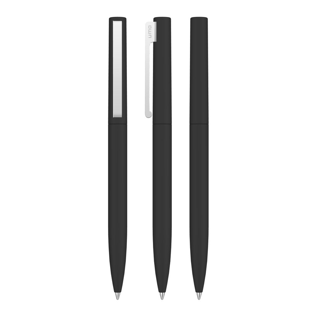 Drehkugelschreiber mit Soft Touch Griff und Federclip – Schwarz