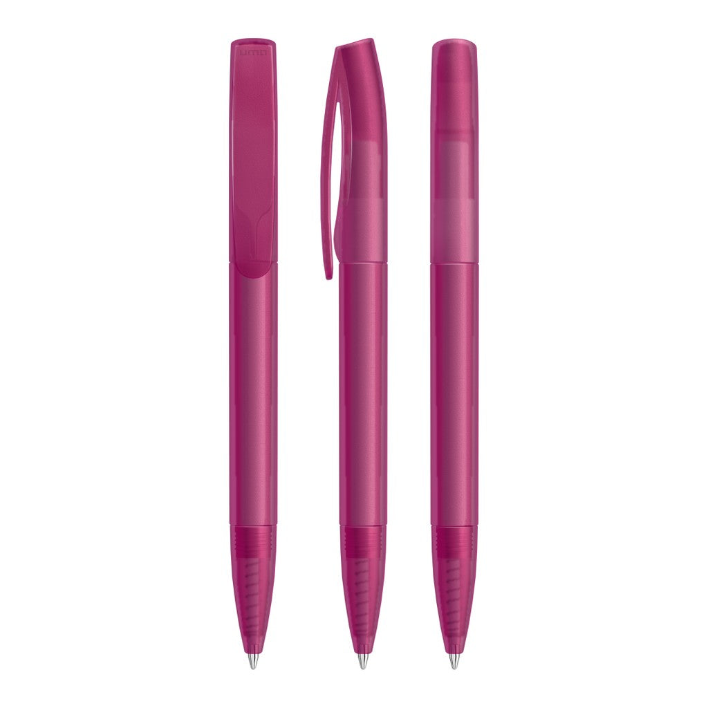 Drehkugelschreiber transparent frozen, einfarbig – Magenta