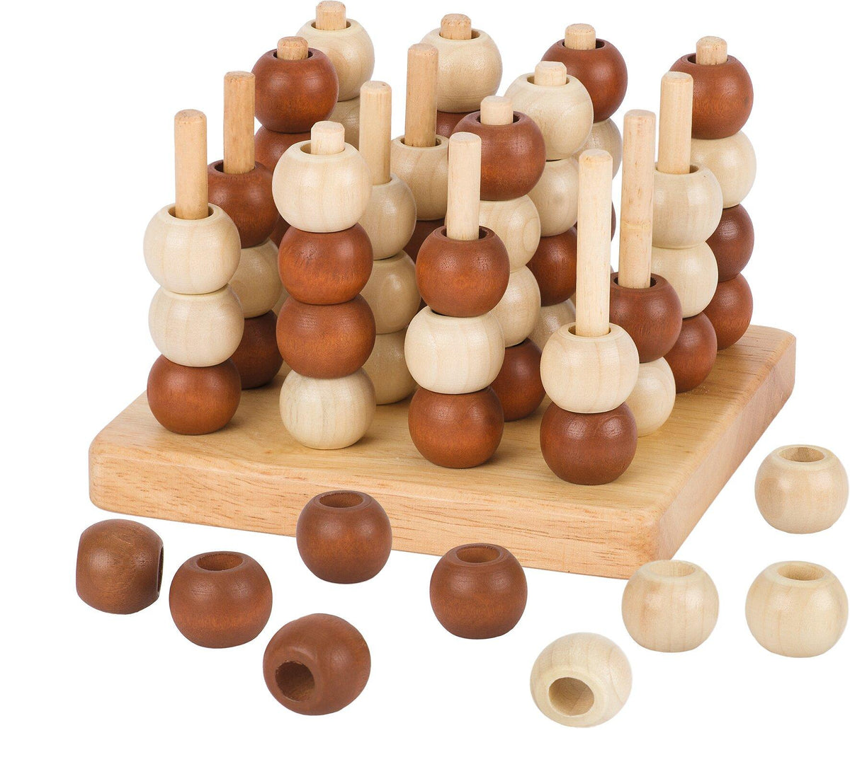 Dreier in einer Reihe in 3D aus Holz von goki – Ansicht