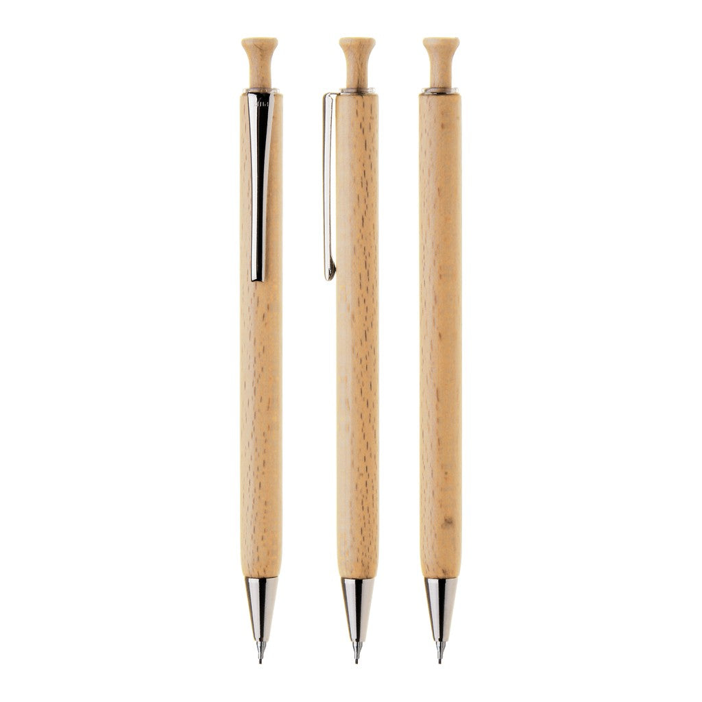 Druckbleistift aus Holz mit Metallclip – Holz