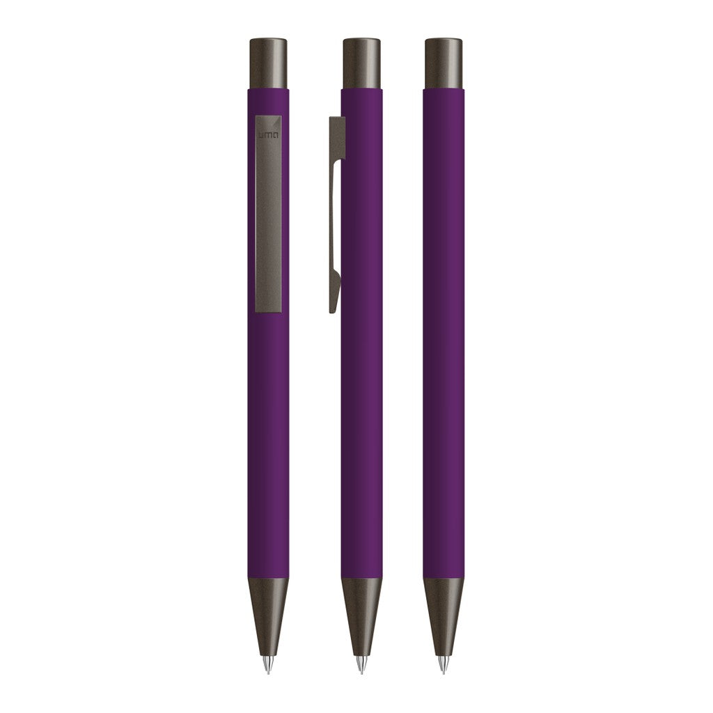 Druckbleistift mit gummiertem Gehäuse und Flachclip – Violett