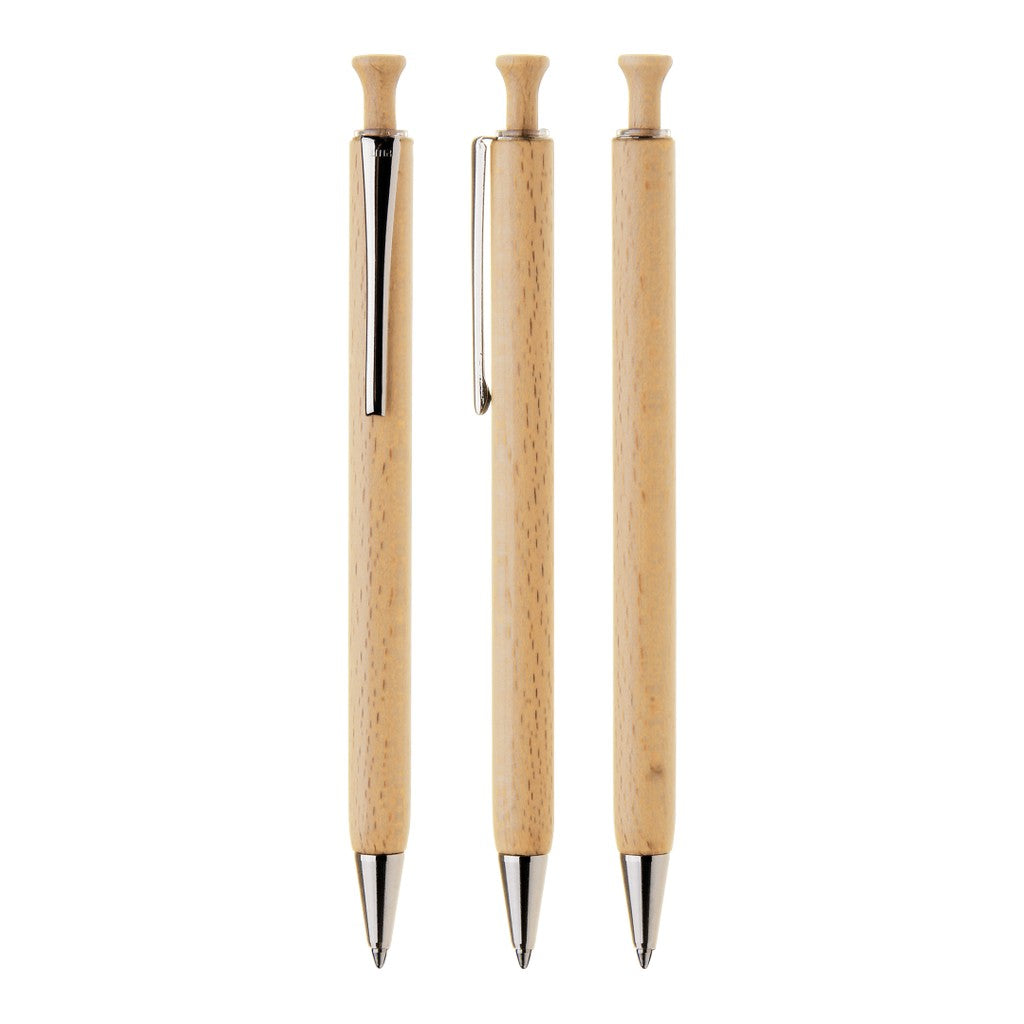 Druckkugelschreiber aus Holz mit Metallclip