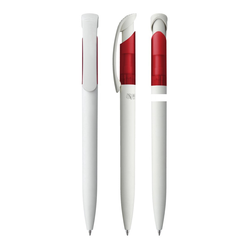 Druckkugelschreiber aus Naturmaterial mit Großraummine – Rot