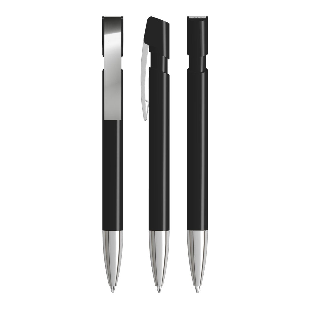 Druckkugelschreiber gedeckt mit Metallclip und Metallspitze