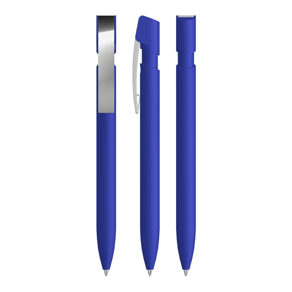 Druckkugelschreiber gummiert mit flexiblem Metallclip