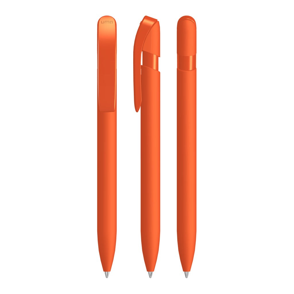 Druckkugelschreiber gummiert mit glänzendem Clip – Orange