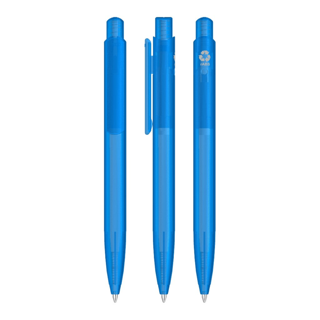 Druckkugelschreiber milchig transparent mit Griffzone – Hellblau