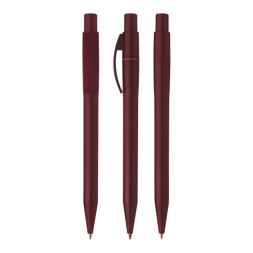 Druckkugelschreiber mit Bogenclip und glänzendem Gehäuse – Aubergine