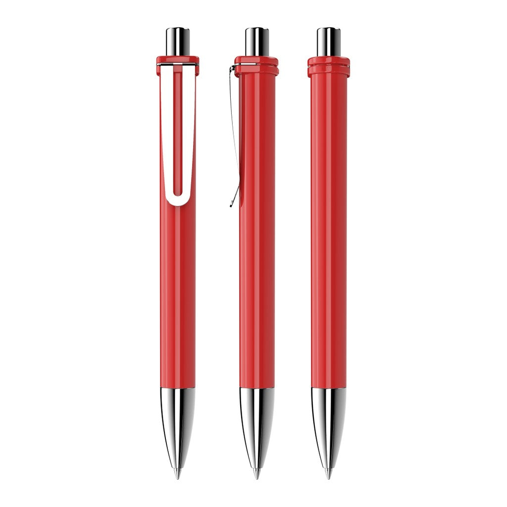 Druckkugelschreiber mit breitem Metallclip – Rot
