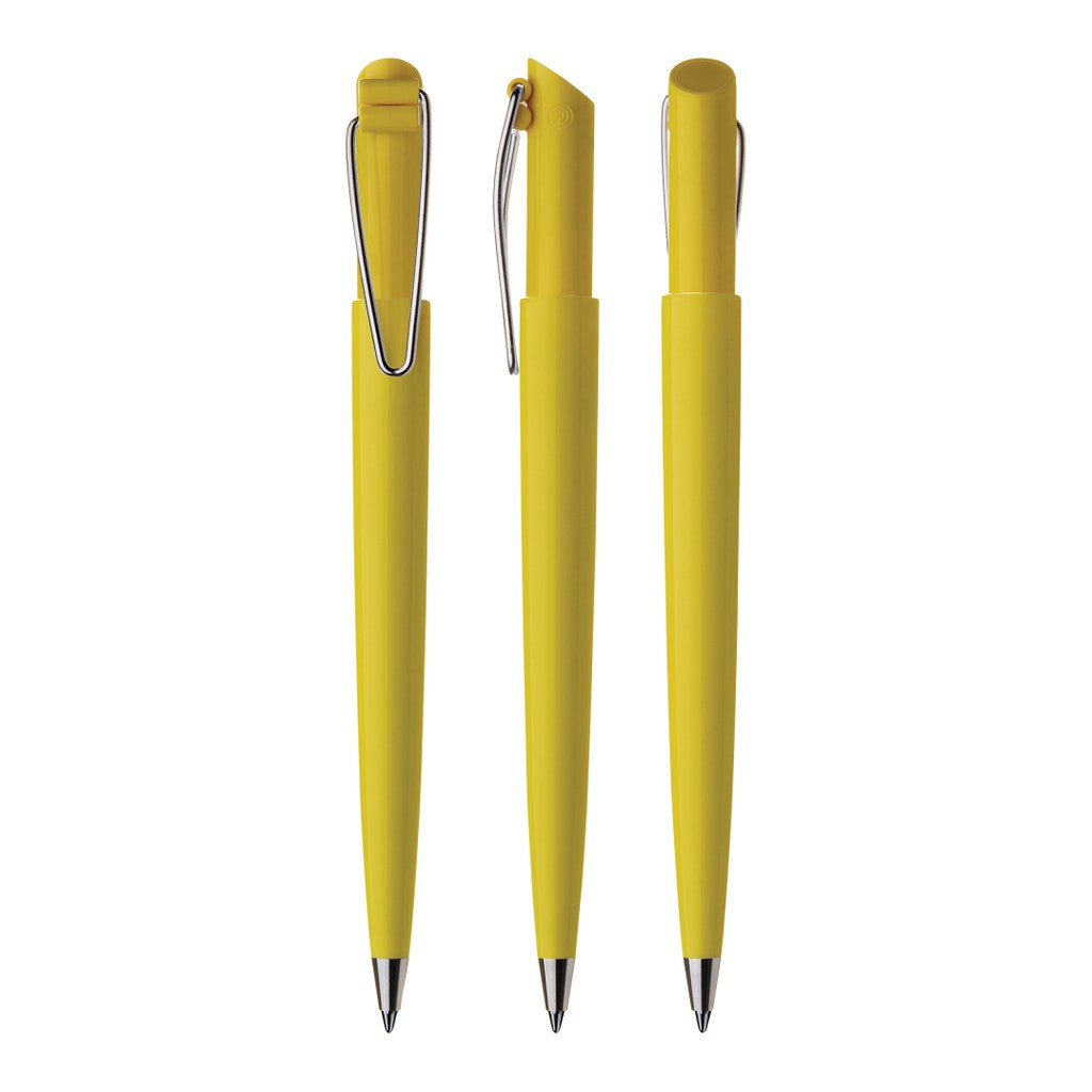 Druckkugelschreiber mit Drahtclip und schräger Kopfform