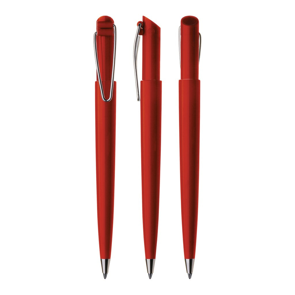Druckkugelschreiber mit Drahtclip und schräger Kopfform – Orange