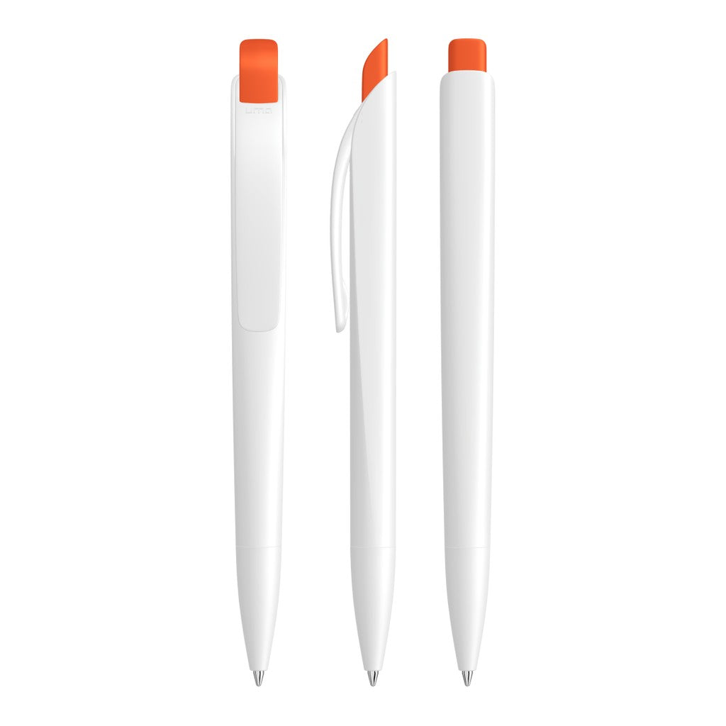 Druckkugelschreiber mit facettiertem Schaft und Bogenclip – Orange