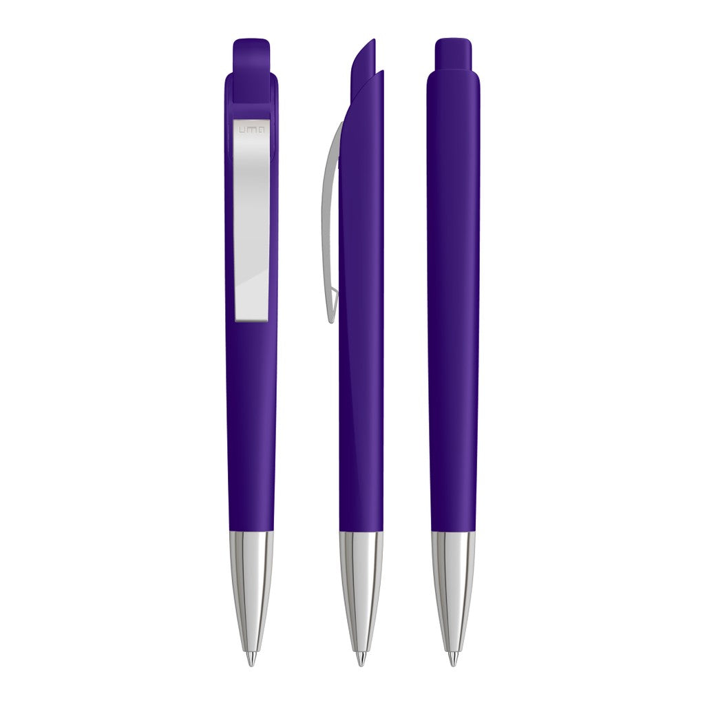 Druckkugelschreiber mit facettiertem Schaft und Metallclip – Violett