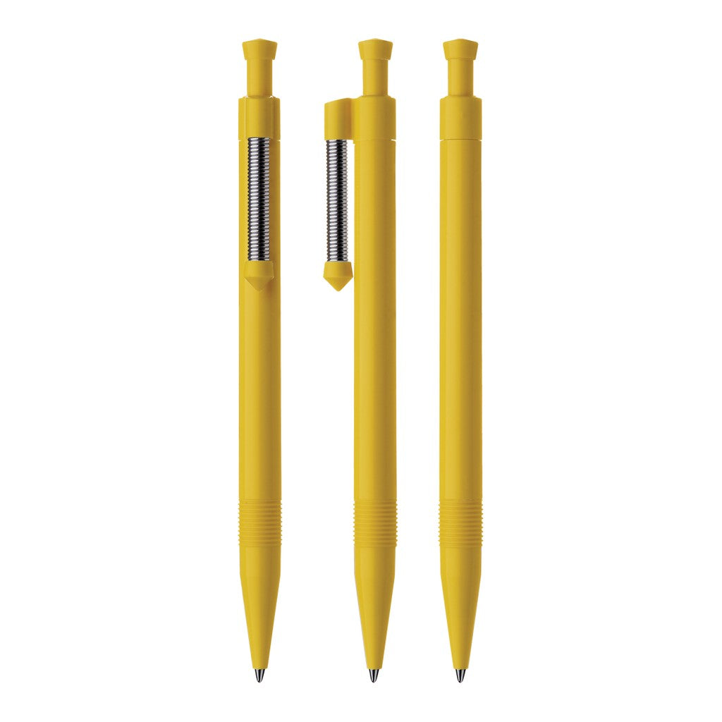 Druckkugelschreiber mit flexiblem Metallfederclip – Gelb