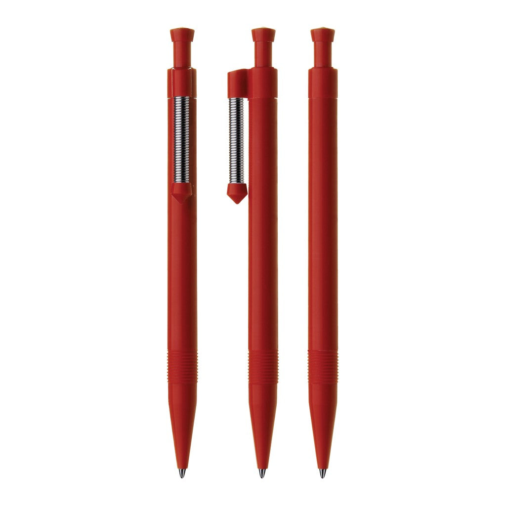Druckkugelschreiber mit flexiblem Metallfederclip – Rot