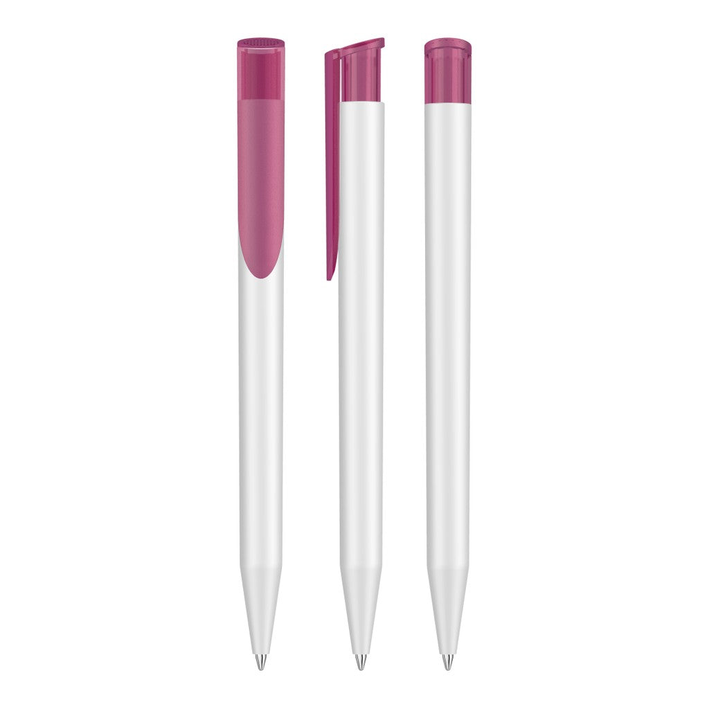 Druckkugelschreiber mit gefrostetem Clip – Magenta