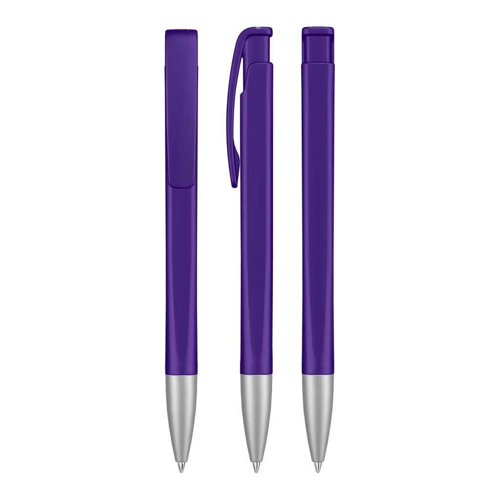 Druckkugelschreiber mit geometrischem Schaft gedeckt – Violett