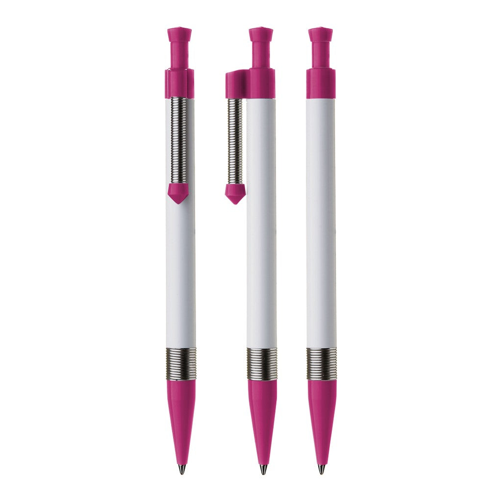 Druckkugelschreiber mit Metallclip und Griffring – Magenta