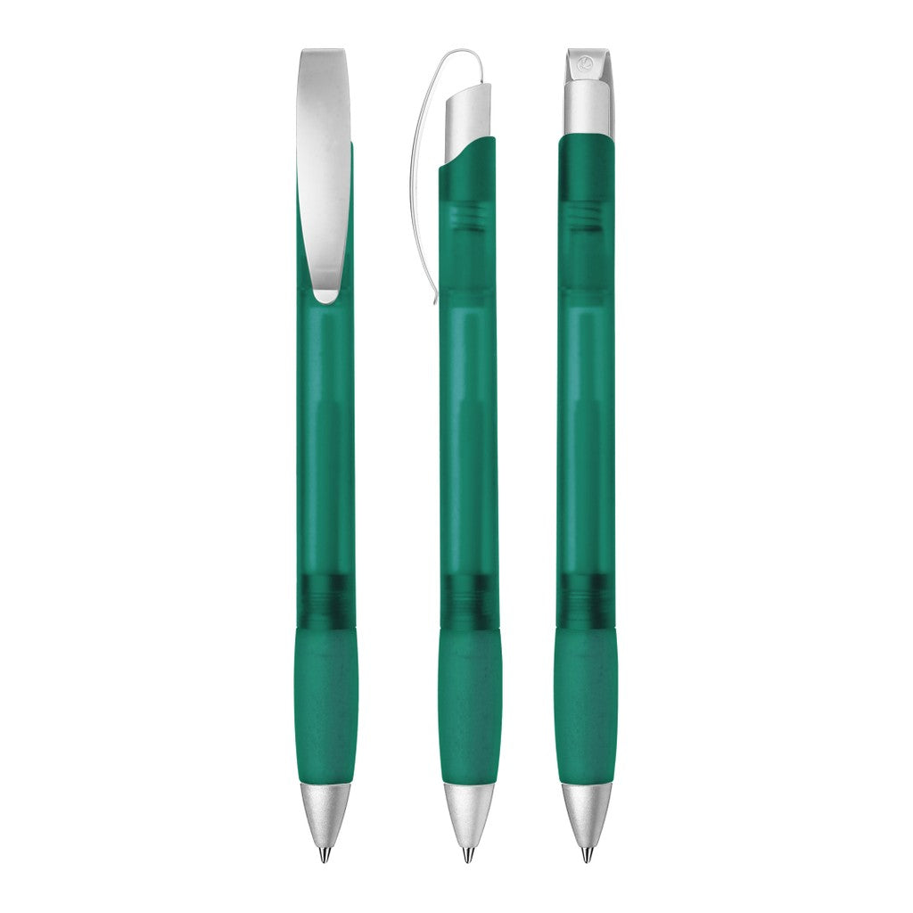 Druckkugelschreiber mit transparent frozen Optik – Dunkelgrün