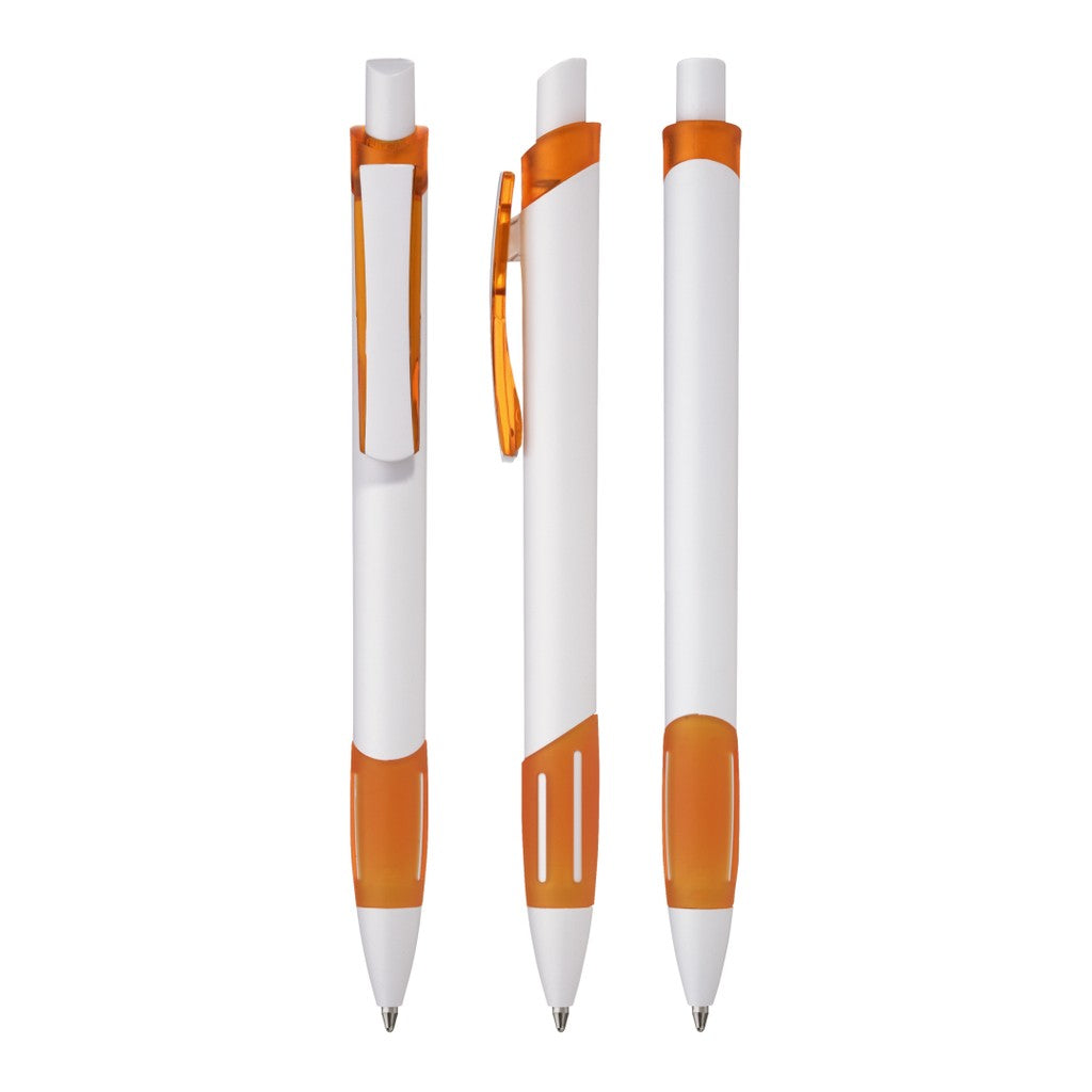 Druckkugelschreiber mit transparent gefrosteter Griffzone – Orange