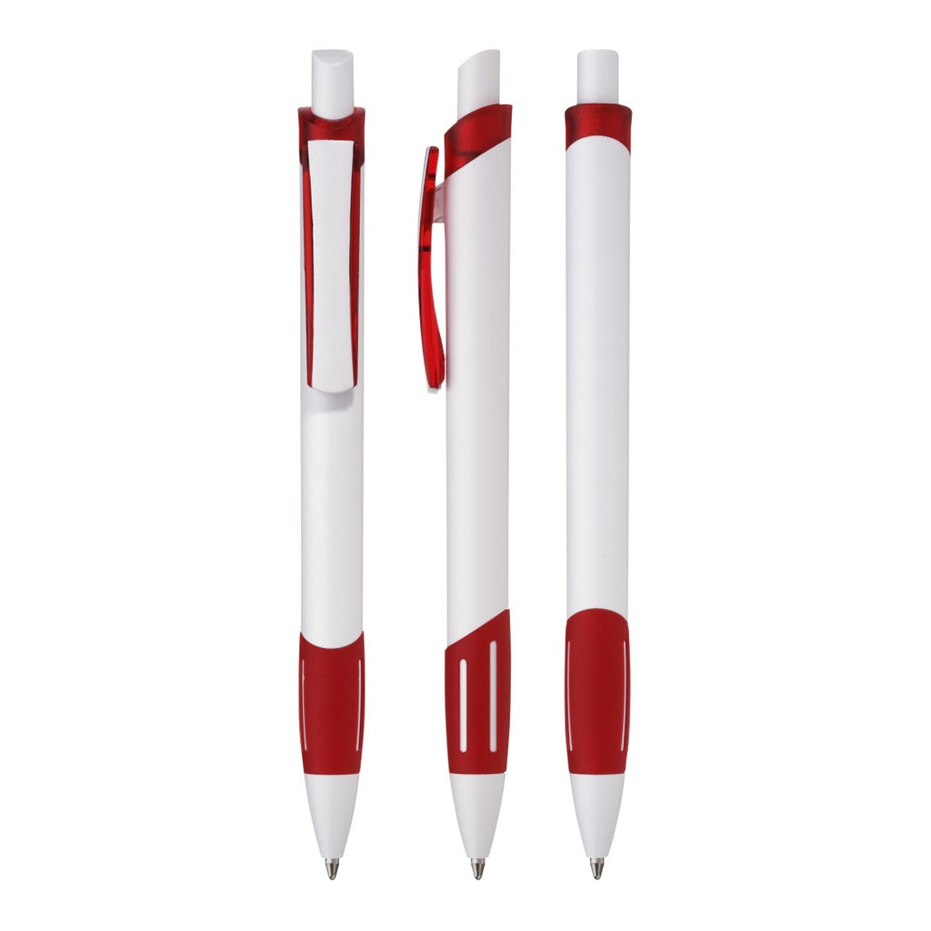 Druckkugelschreiber mit transparent gefrosteter Griffzone – Rot