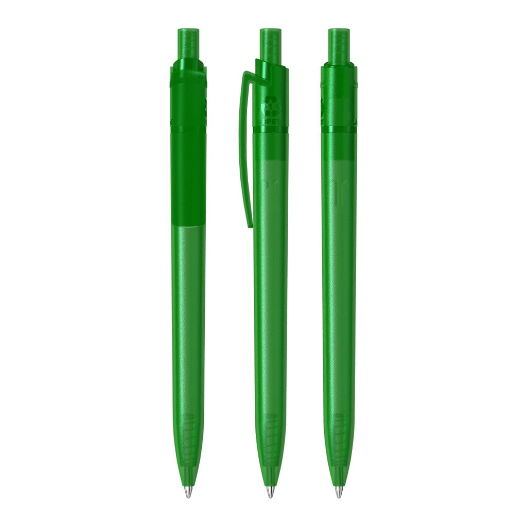 Druckkugelschreiber transparent frozen, gerader Clip – Grün