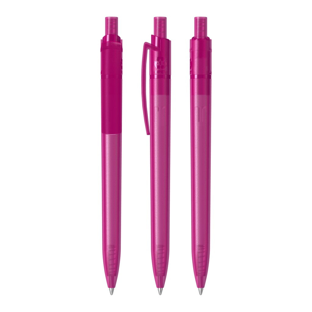 Druckkugelschreiber transparent frozen, gerader Clip – Magenta