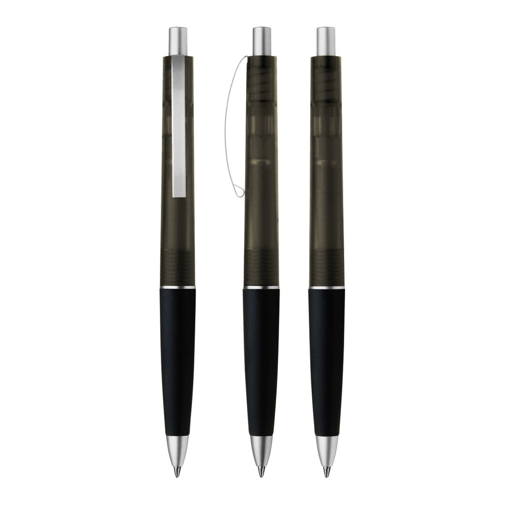 Druckkugelschreiber transparent frozen mit Metallclip