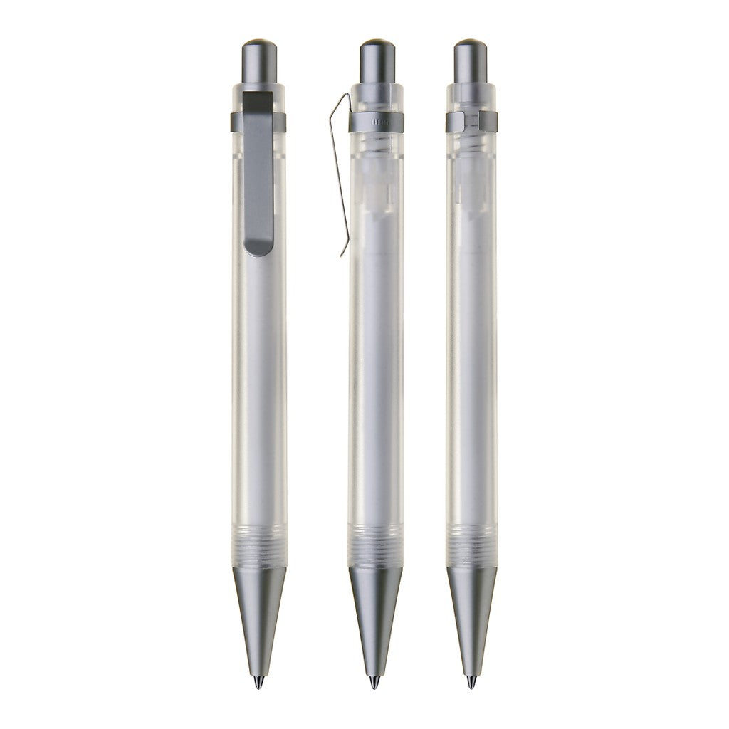 Druckkugelschreiber transparent frozen mit Metallspitze – Klar