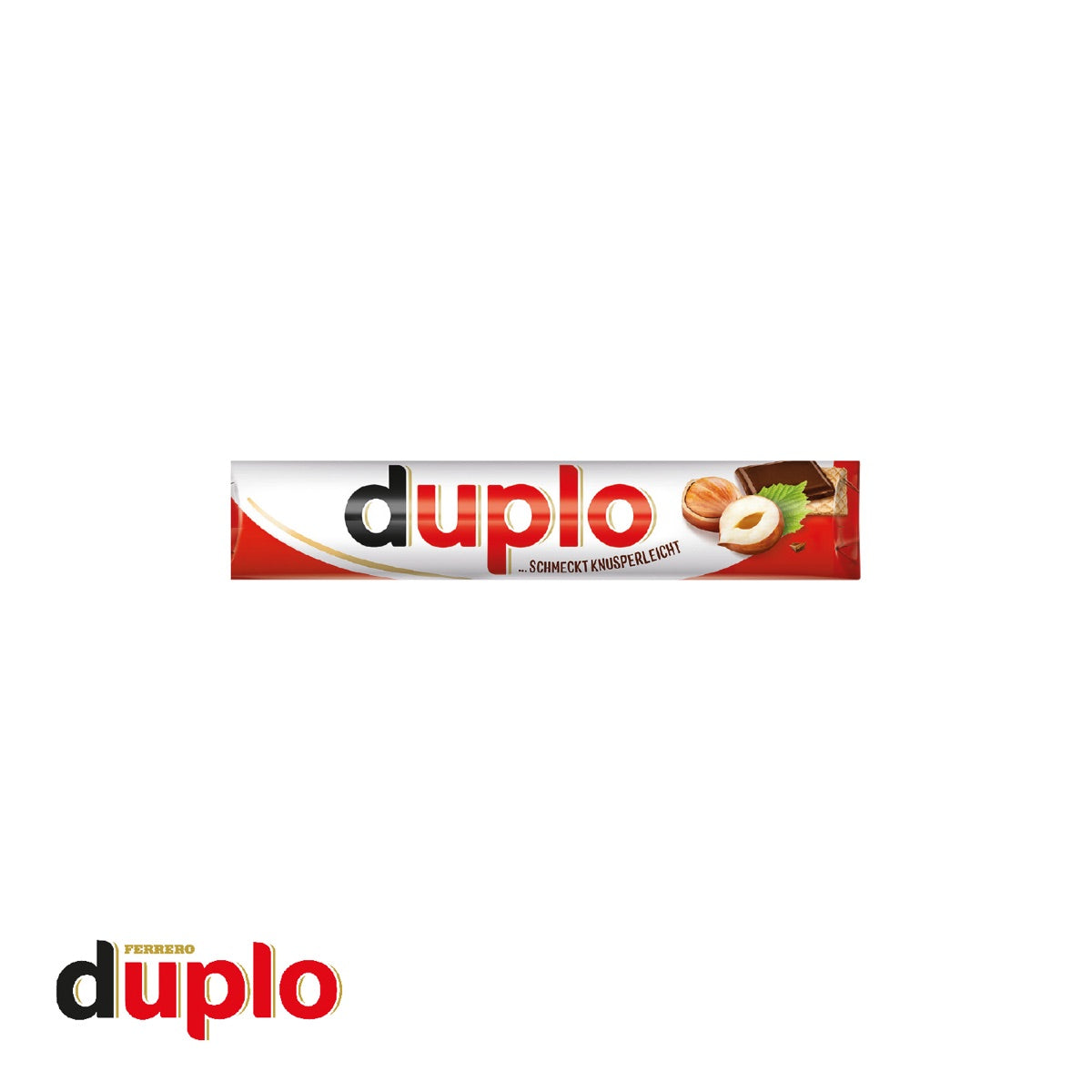 Werbekartonage geöffnet mit drei duplo Riegeln