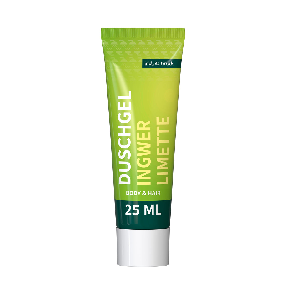 Duschgel Ingwer Limette 25 ml Tube vollflächig bedruckt