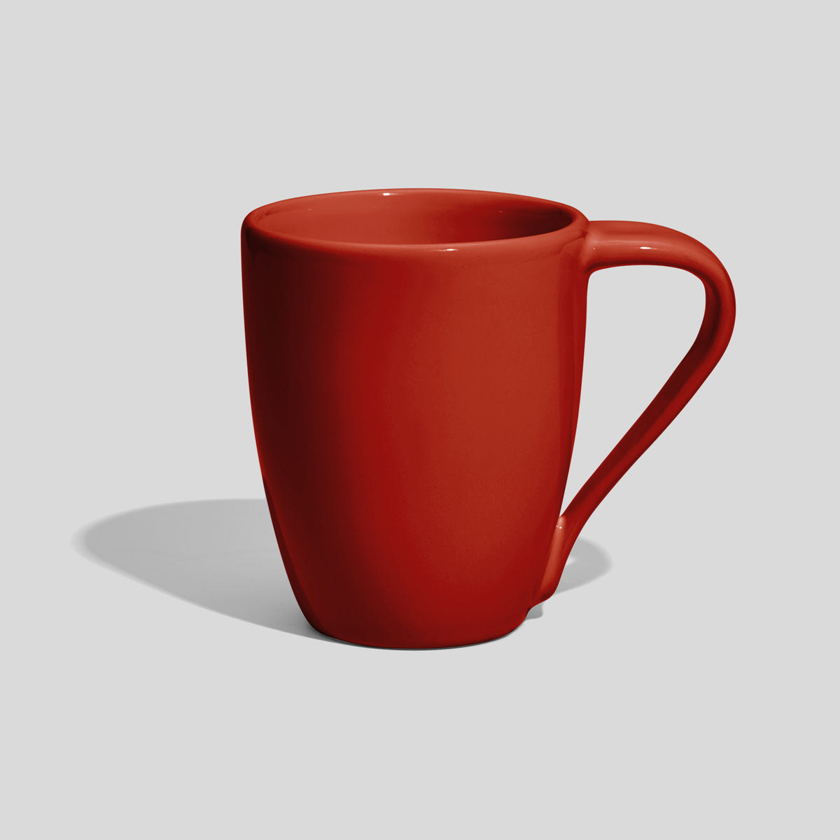 Eiförmige Keramiktasse 250 ml mit langem Schräghenkel – Rot