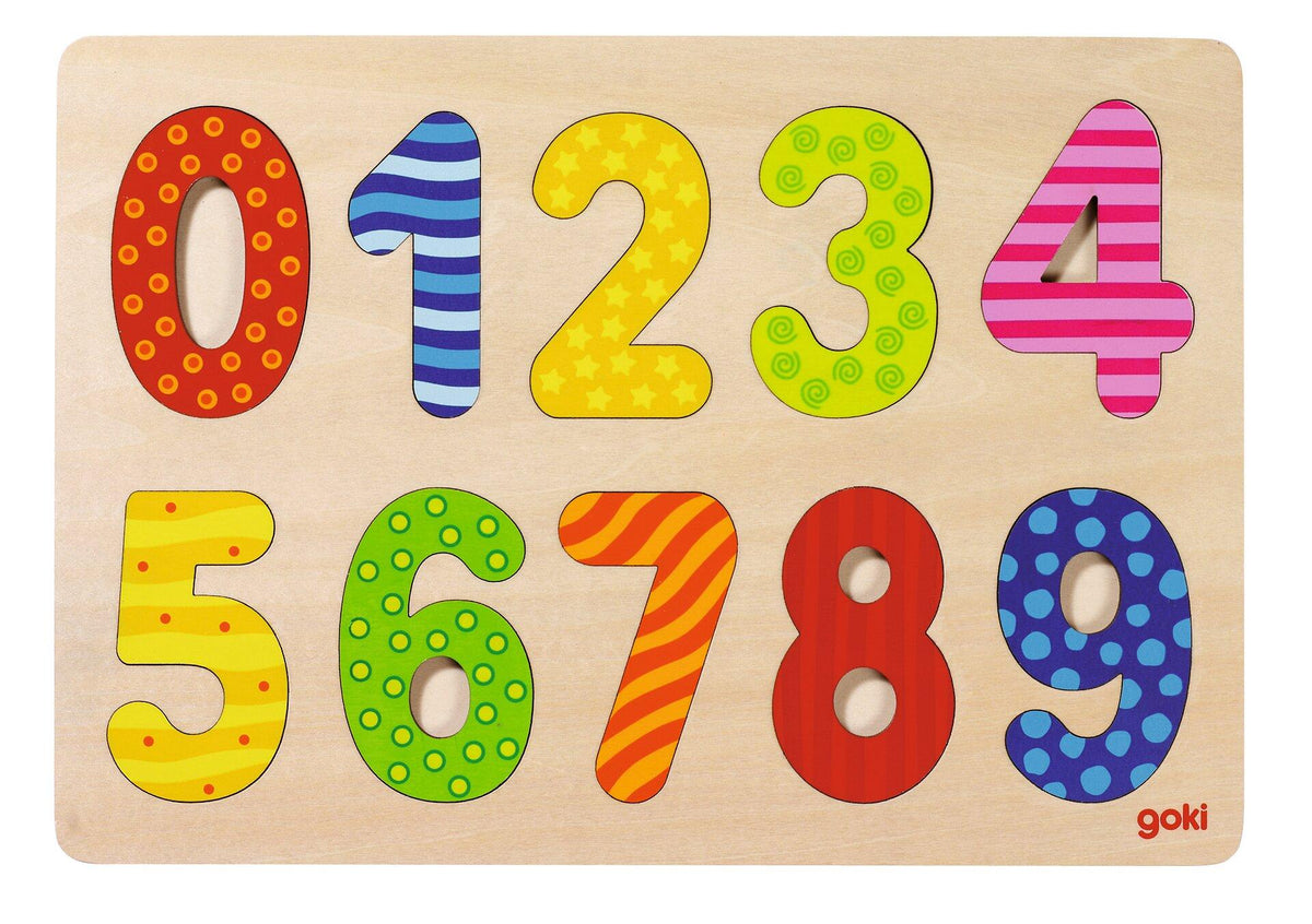 Einlegepuzzle Zahlen von 0 bis 9 aus Holz